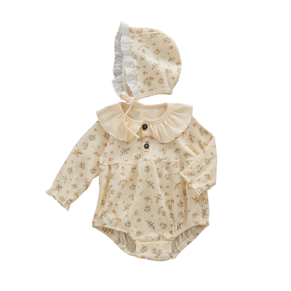 Warm Yellow Floral Baby Bodysuit Set