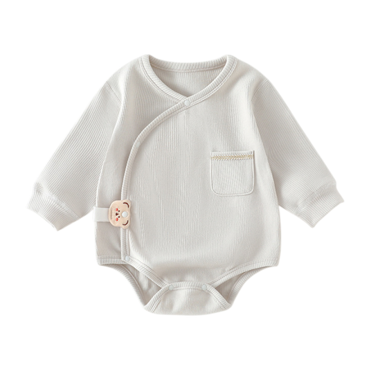 Light Beige Grey Bear Baby Bodysuit
