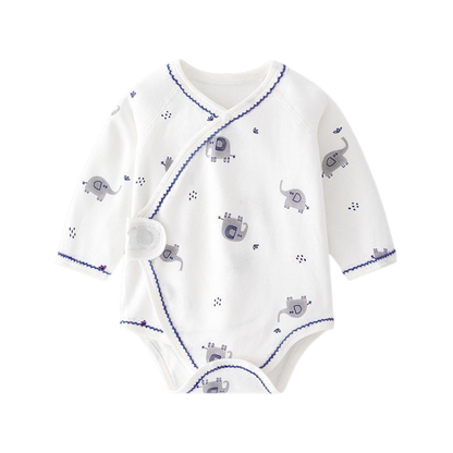 White Elephant Wrap Long-Sleeve Baby Bodysuit