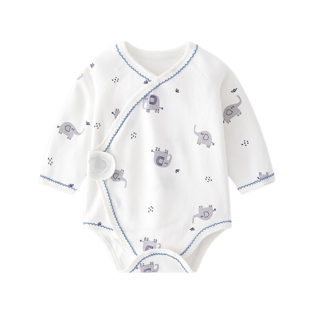 White Elephant Wrap Long-Sleeve Baby Bodysuit