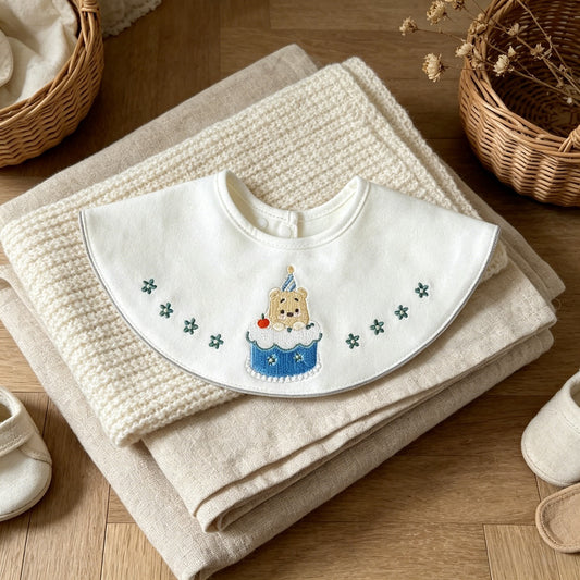 Bear Birthday Cake Baby Bib product image