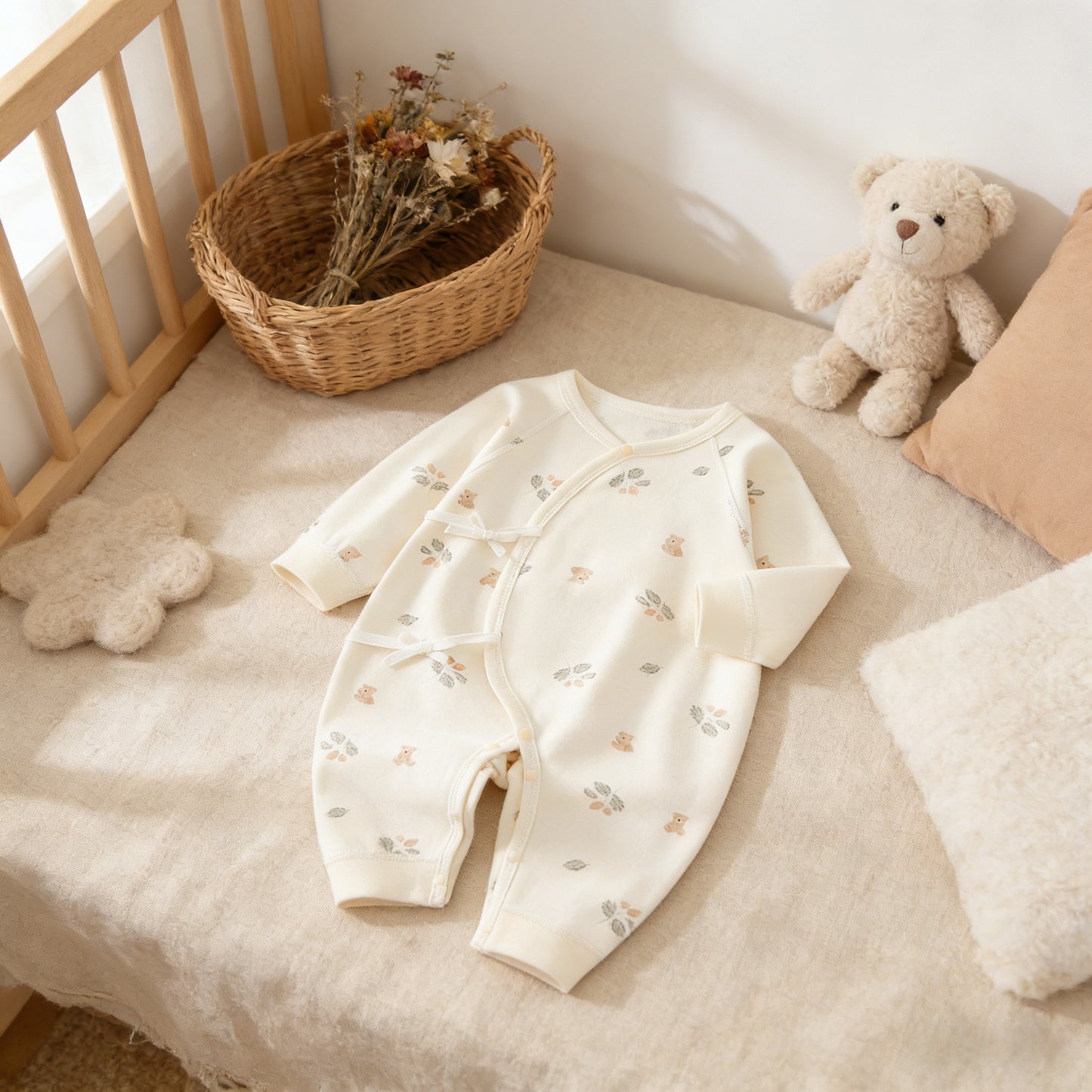 Pine Leaf Bear Baby Bodysuit