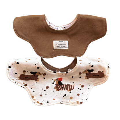 Double-Sided Coffee Spot Puppy Baby Bib