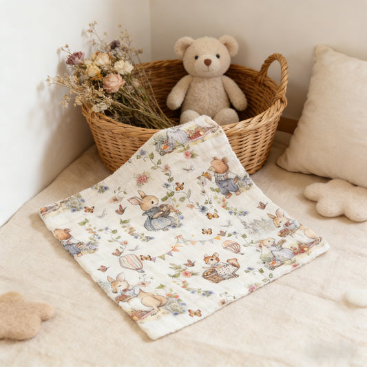 Bear & Bunny Garden Baby Washcloth