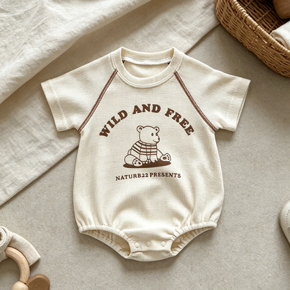 Beige Bear Baby Bodysuit product image