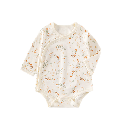 Baby bodysuit with floral pattern on a white background
