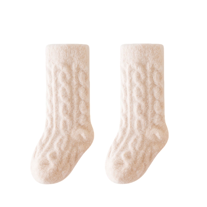 Beige Twisted Winter Baby Socks