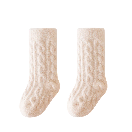 Beige Twisted Winter Baby Socks