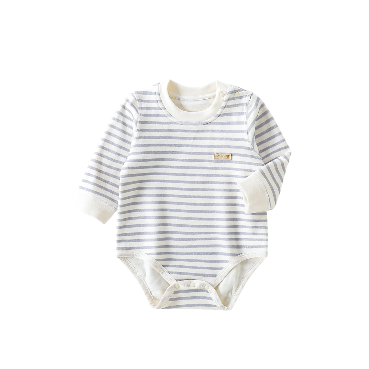 Striped baby bodysuit on a white background