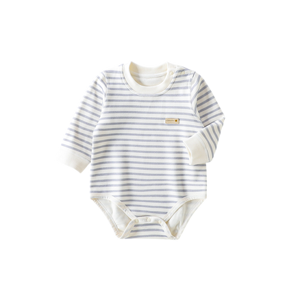 Striped baby bodysuit on a white background