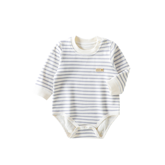 Striped baby bodysuit on a white background