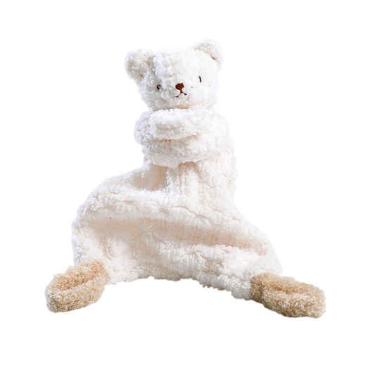 White plush toy cat on a white background