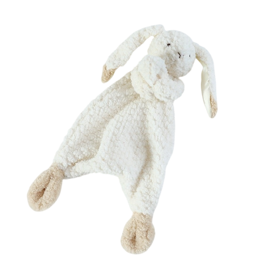 Plush toy rabbit on a white background