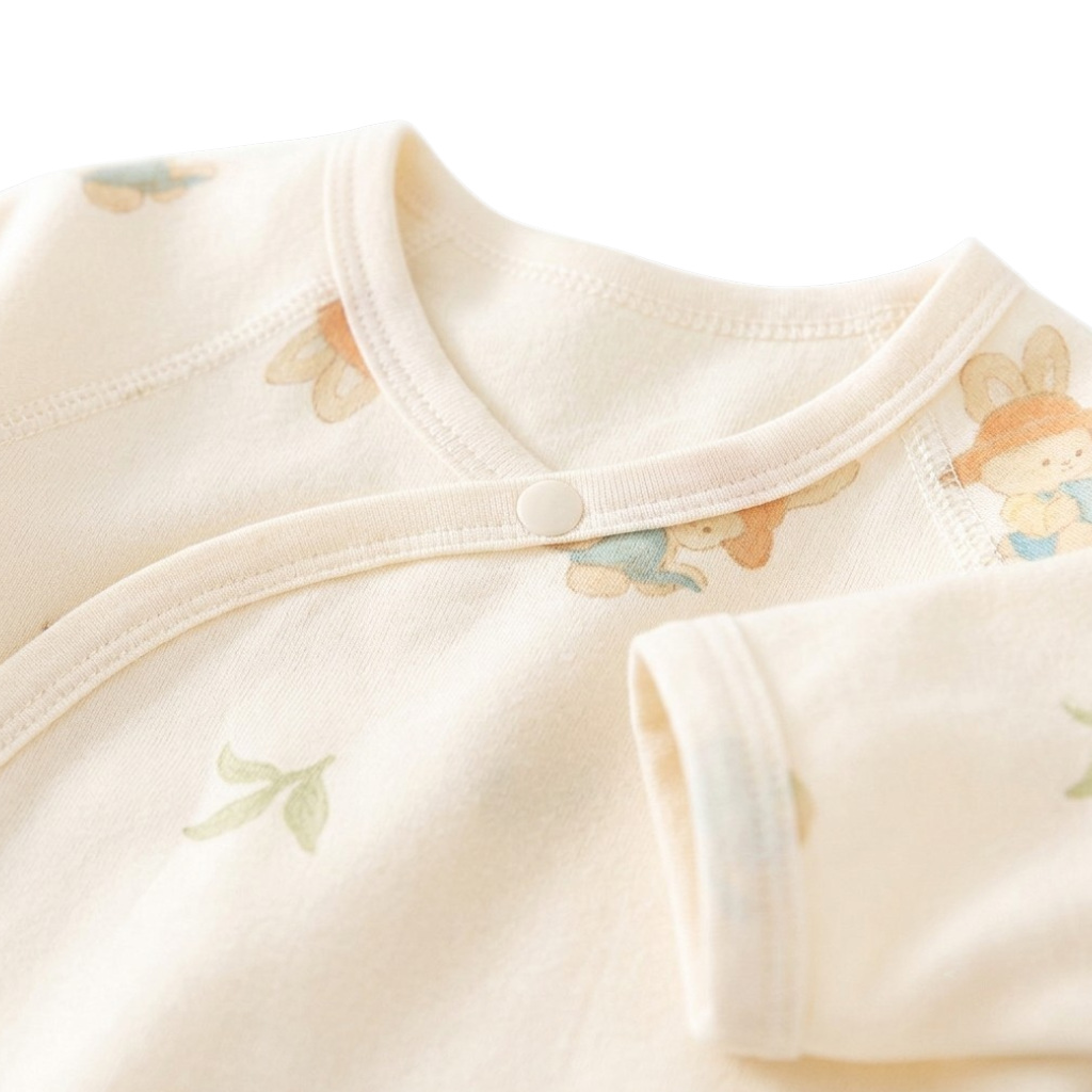 Cream Reading Bunny Wrap Long-Sleeve Baby Bodysuit