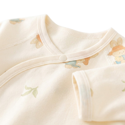 Cream Reading Bunny Wrap Long-Sleeve Baby Bodysuit