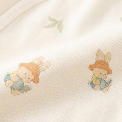 Cream Reading Bunny Wrap Long-Sleeve Baby Bodysuit