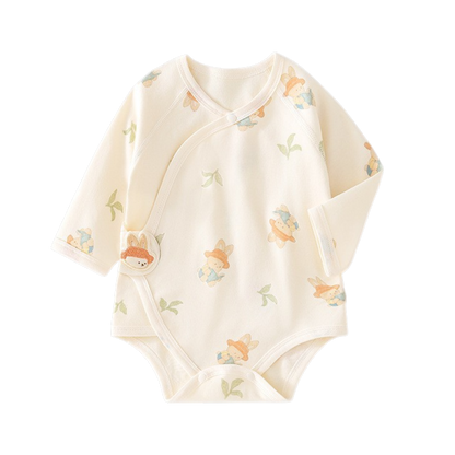 Cream Reading Bunny Wrap Long-Sleeve Baby Bodysuit