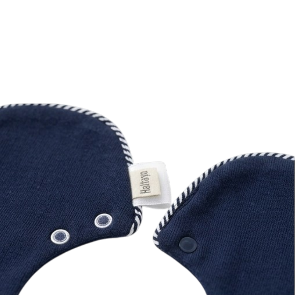 Navy Round Cotton Baby Bib
