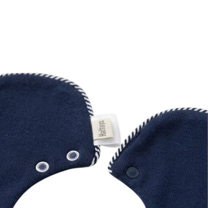 Navy Round Cotton Baby Bib