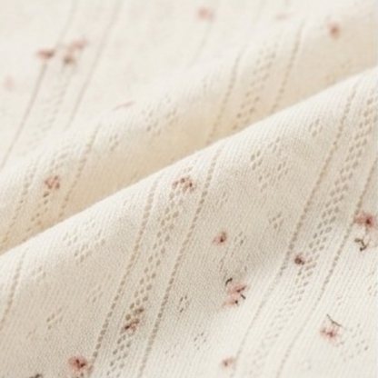 White Pink Floral Jacquard Long-Sleeve Baby Bodysuit