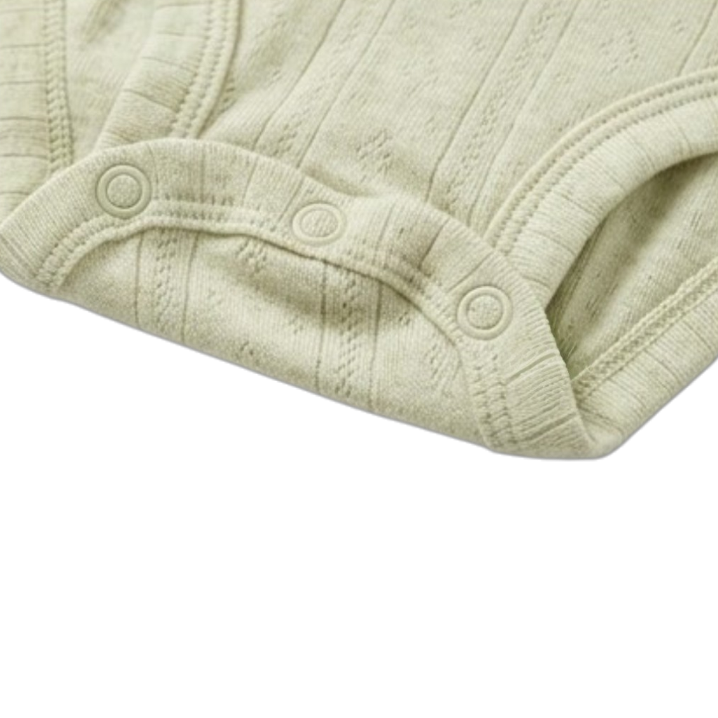 Milk Green Ribbed Long-Sleeve Baby Bodysuit