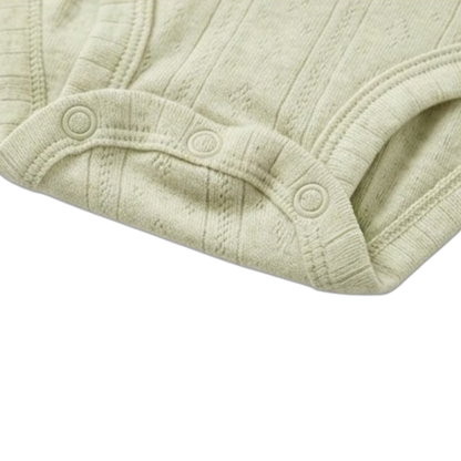 Milk Green Ribbed Long-Sleeve Baby Bodysuit