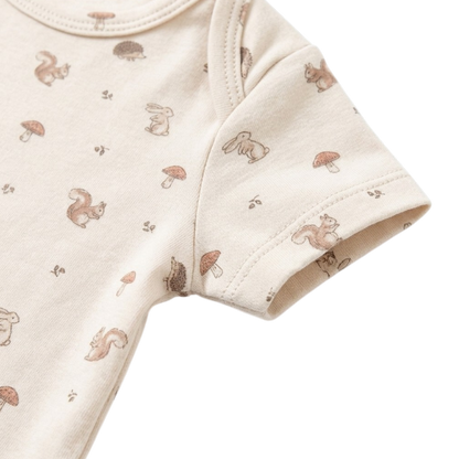 Khaki Squirrel Short-Sleeve Baby Bodysuit