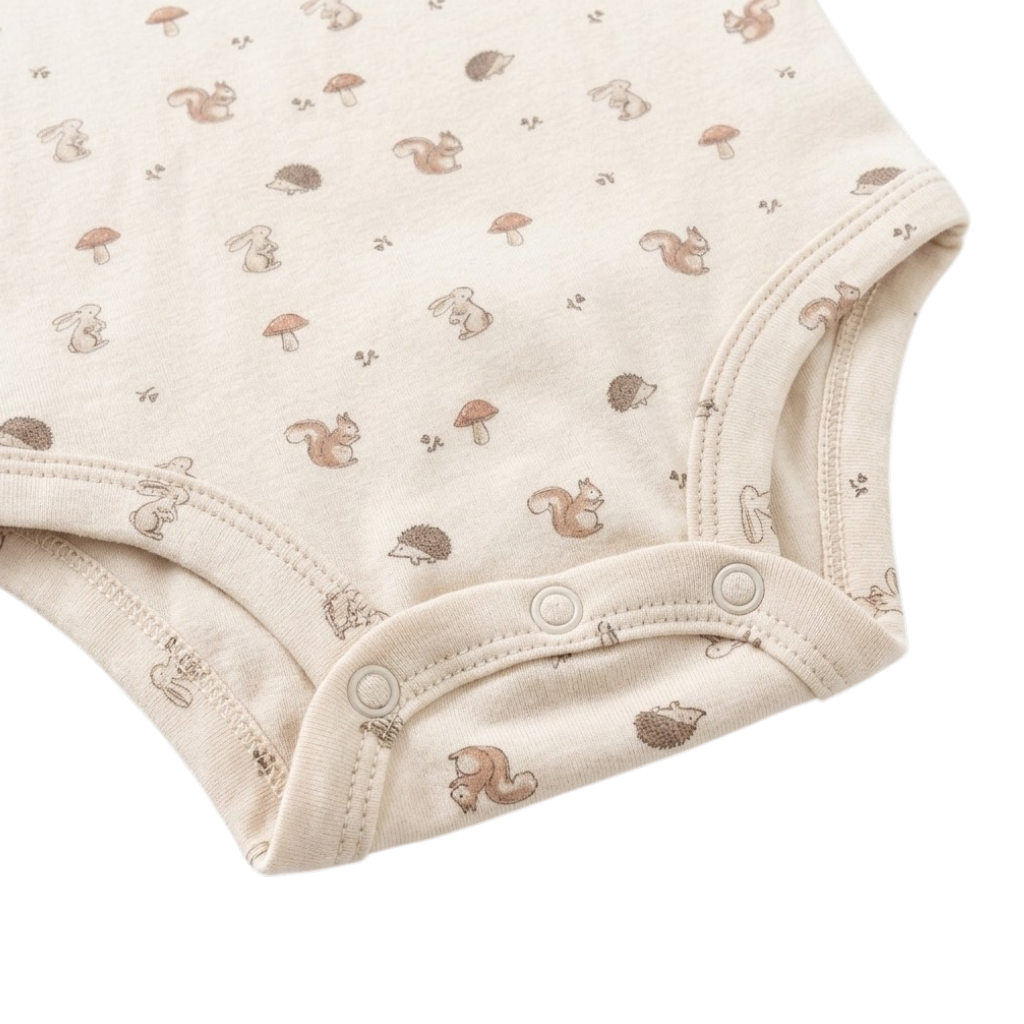 Khaki Squirrel Short-Sleeve Baby Bodysuit