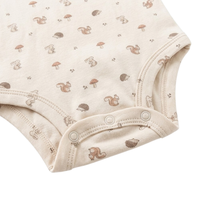Khaki Squirrel Short-Sleeve Baby Bodysuit