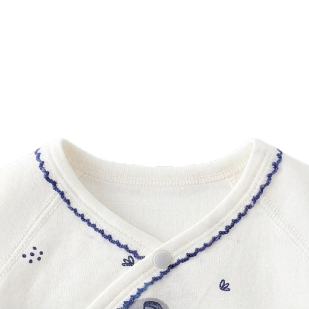 White Elephant Wrap Long-Sleeve Baby Bodysuit