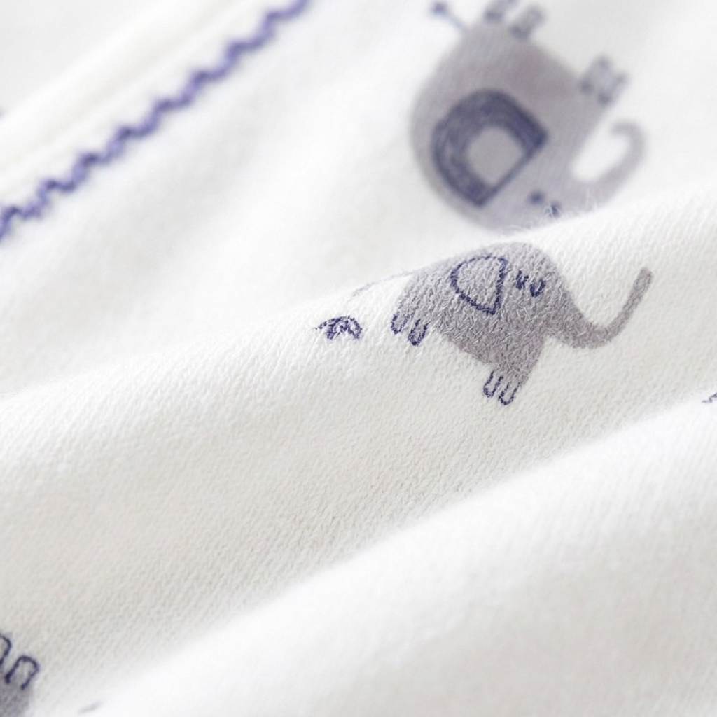 White Elephant Wrap Long-Sleeve Baby Bodysuit