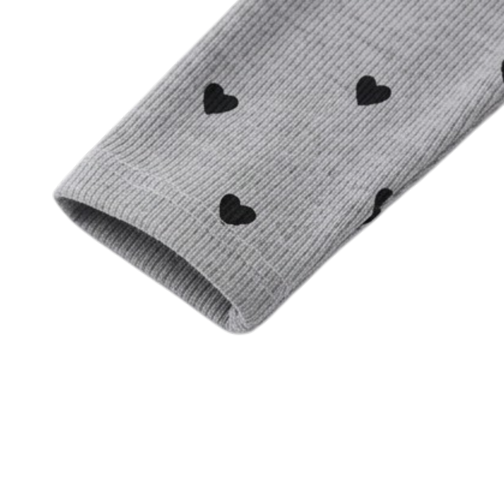Grey Heart Long-Sleeve Baby Bodysuit