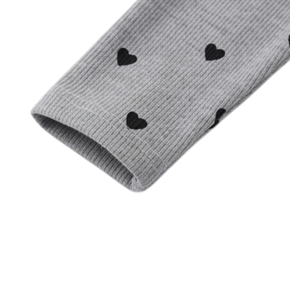 Grey Heart Long-Sleeve Baby Bodysuit