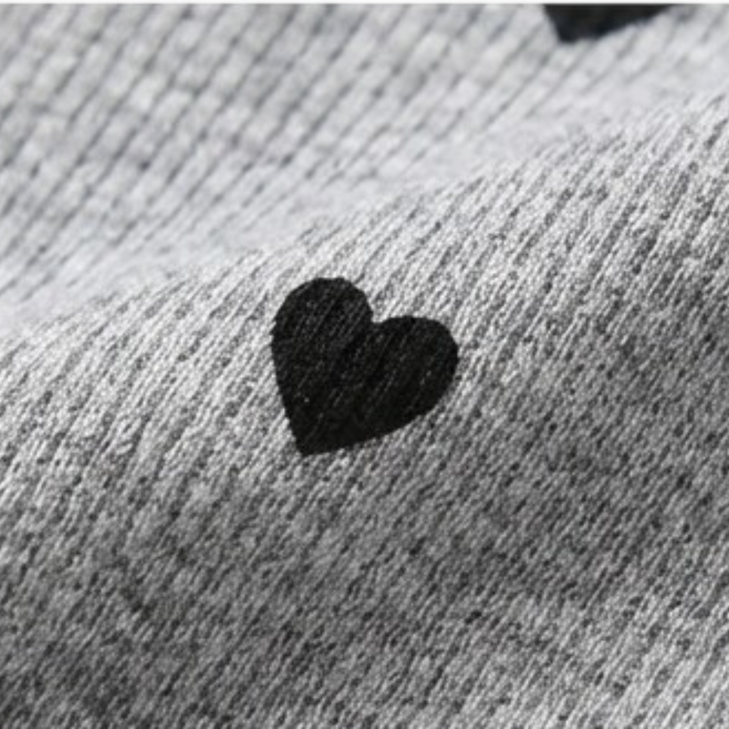 Grey Heart Long-Sleeve Baby Bodysuit