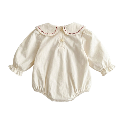 Cream Red-Embroidered Baby Outfit