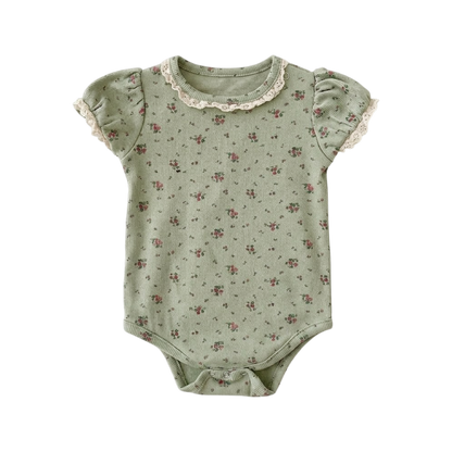 Sage Floral Ruffle Baby Bodysuit
