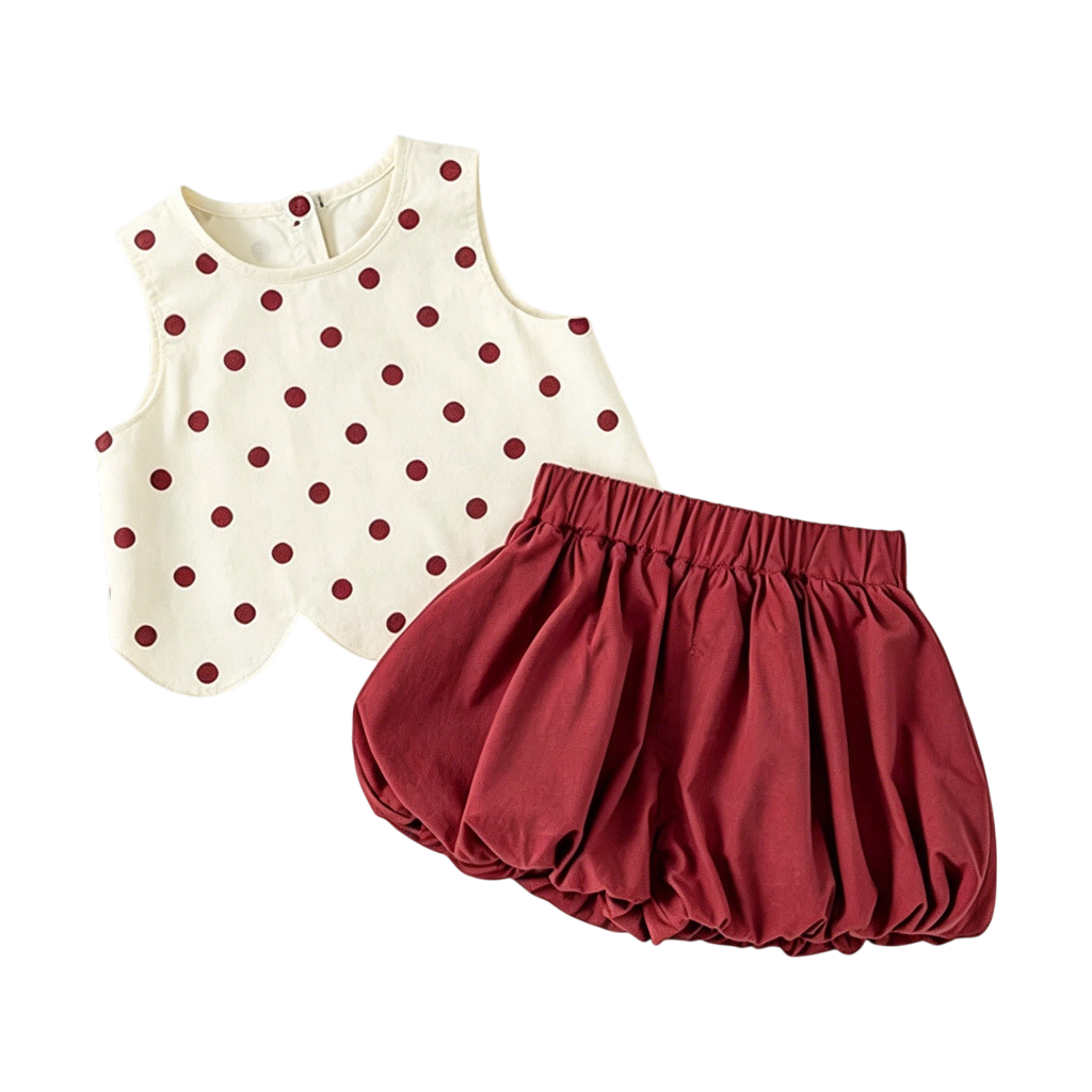 Polka-Dot Sleeveless Baby Top and Bloomer Set