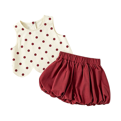Polka-Dot Sleeveless Baby Top and Bloomer Set