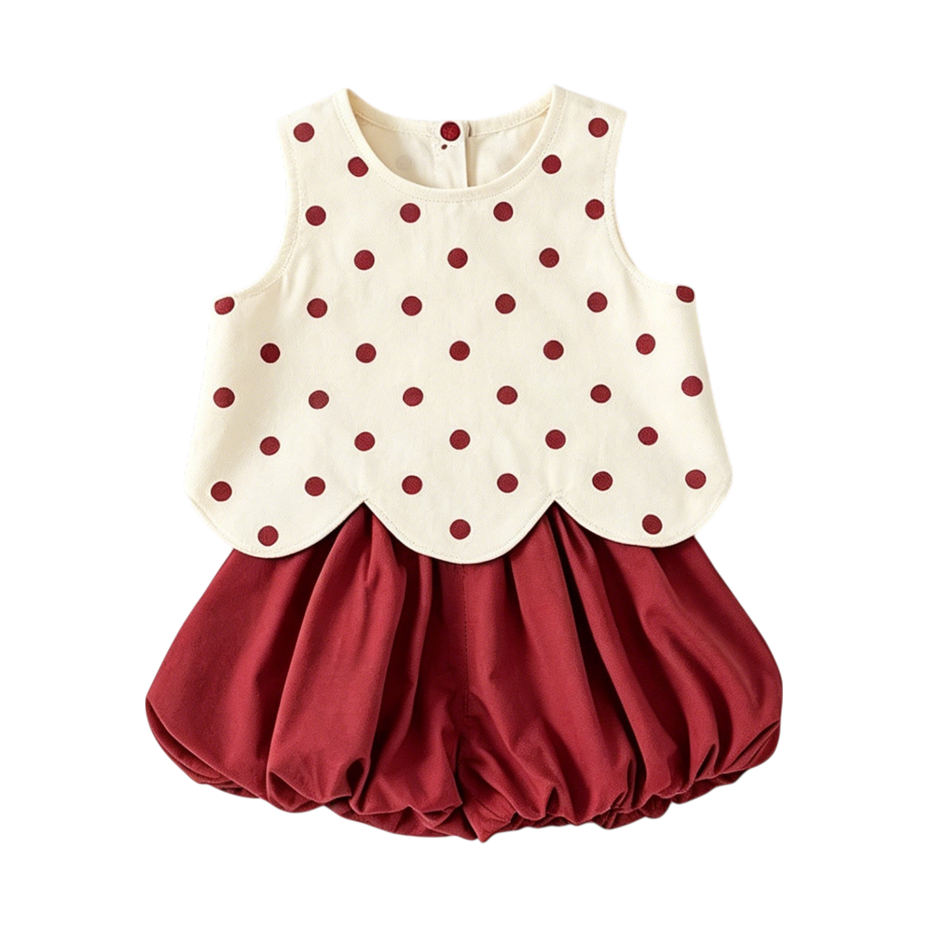 Polka-Dot Sleeveless Baby Top and Bloomer Set