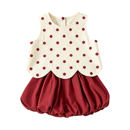 Polka-Dot Sleeveless Baby Top and Bloomer Set