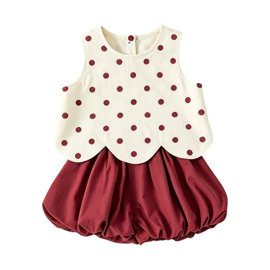 Polka-Dot Sleeveless Baby Top and Bloomer Set