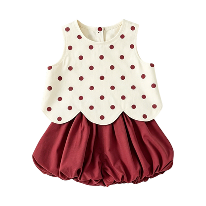 Polka-Dot Sleeveless Baby Top and Bloomer Set