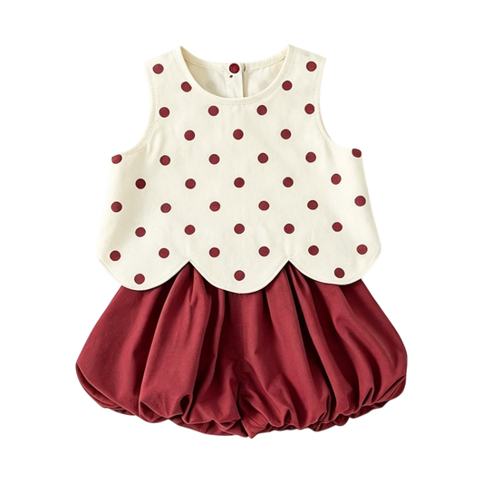 Polka-Dot Sleeveless Baby Top and Bloomer Set