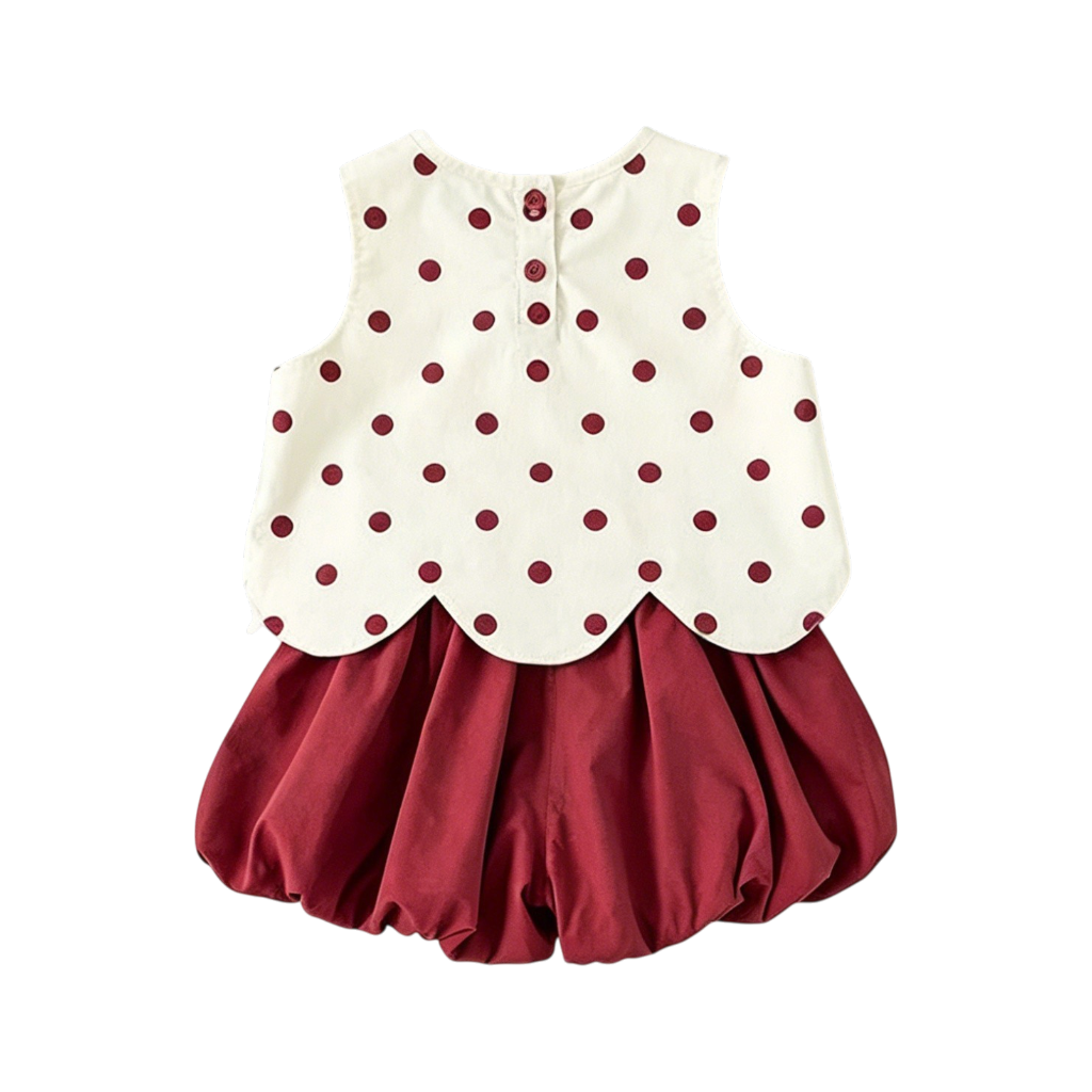 Polka-Dot Sleeveless Baby Top and Bloomer Set