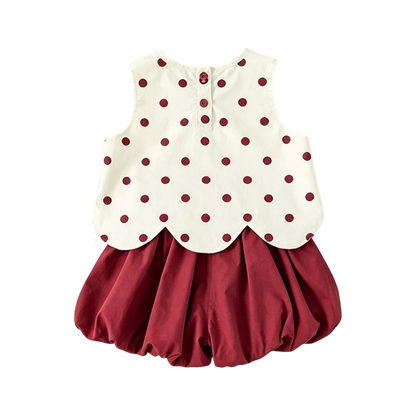 Polka-Dot Sleeveless Baby Top and Bloomer Set