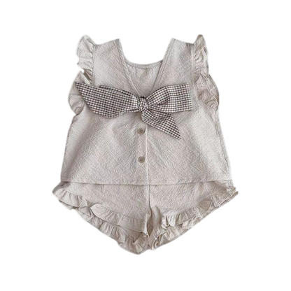 Cream Woodland Floral Bow Baby Outfit Set