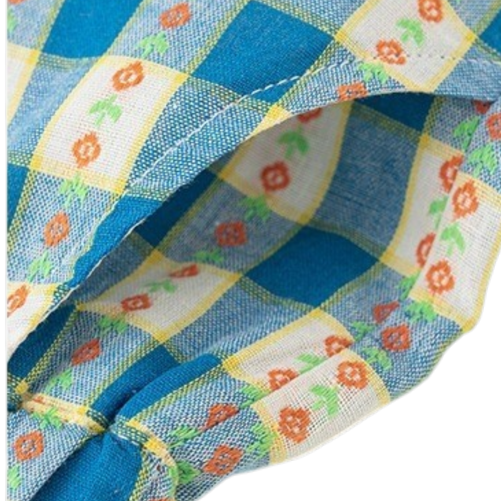 Blue Vintage Gingham Baby Top and Shorts Set
