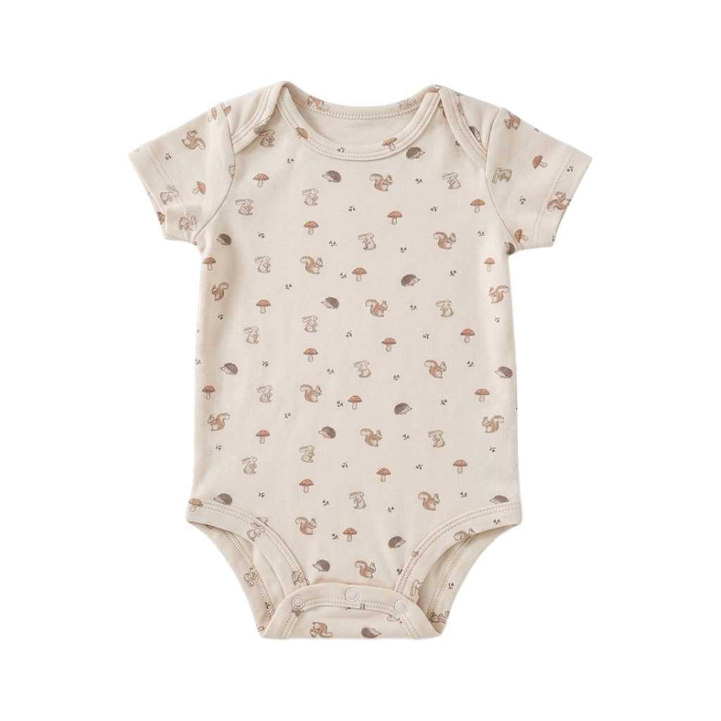 Khaki Squirrel Short-Sleeve Baby Bodysuit
