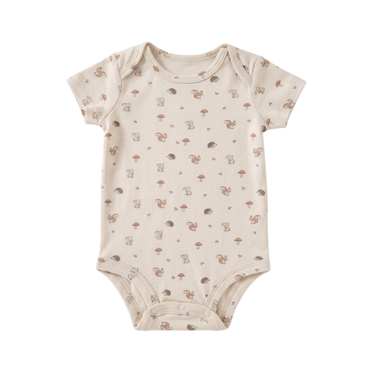 Khaki Squirrel Short-Sleeve Baby Bodysuit