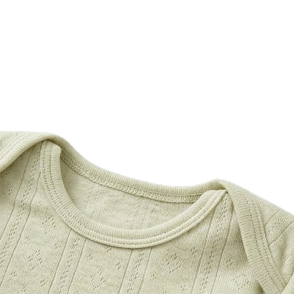 Milk Green Ribbed Long-Sleeve Baby Bodysuit